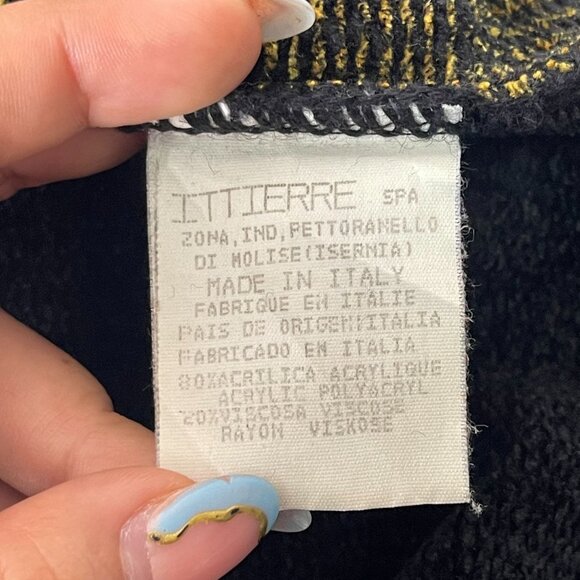 VERSACE Jeans Couture Women's  Black Yellow Turtle Neck Sweater Size Medium - Picture 6 of 9
